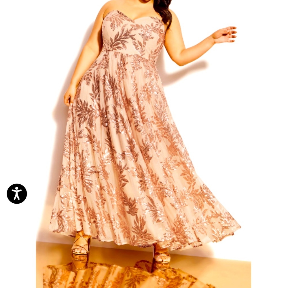 City Chic Luxe Aubrey Maxi Dress - soft gold - size 16
